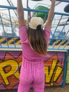 Overol  Fresh Pink  denim Manga corta